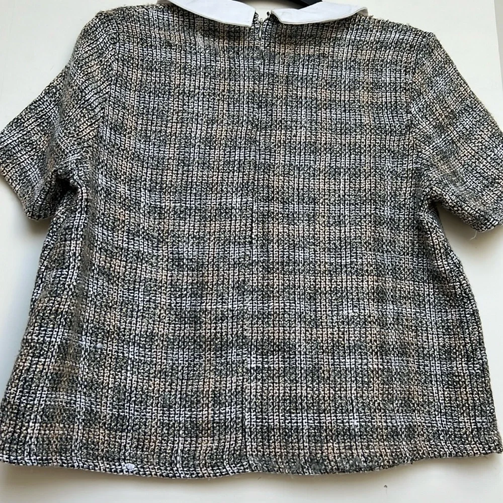 Zara Bejeweled Collared Tweed Top - Picture 3 of 3